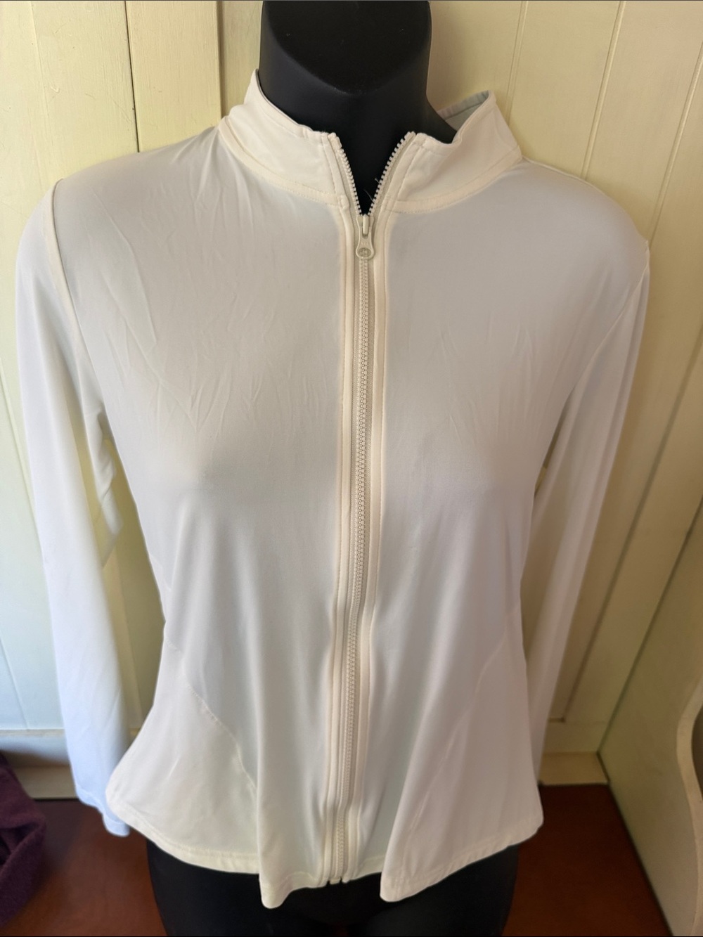 Lands' End Cream zip-up top